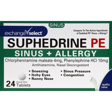 Exchange Select Suphedrine PE Sinus + Allergy Relief, 24-count