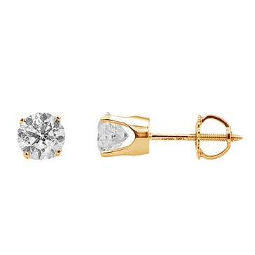 1 cttw Round Cut Diamond Solitaire Stud Earrings