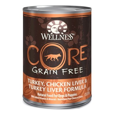Wellness Dog Core Turkey, Chicken Liver & Turkey Liver Dog Food, 12.5 oz