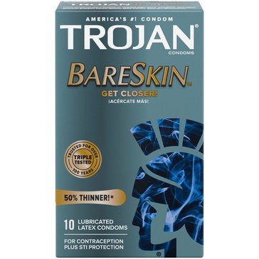 Trojan Sensitivity Bareskin Lubricated Latex Condoms, 10-count