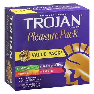 Trojan Pleasure Pack Lubricated Condoms, 36-Count