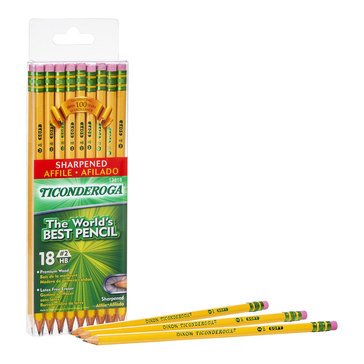 Dixon Ticonderoga #2 Sharpened Wood Pencils, 18-count