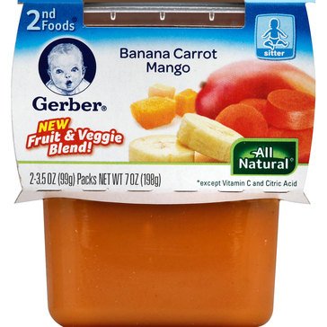 Gerber Second Foods Banana and Mango 2 Pack Baby Food, 4oz