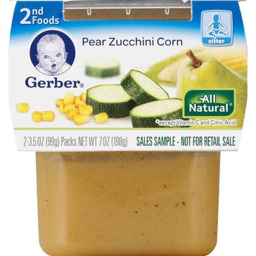 Gerber Second Foods Pear, Zucchini and Corn 2 Pack Baby Food, 4oz