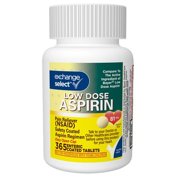 Exchange Select Low Dose Aspirin 81mg Enteric Coated Tablets 365ct