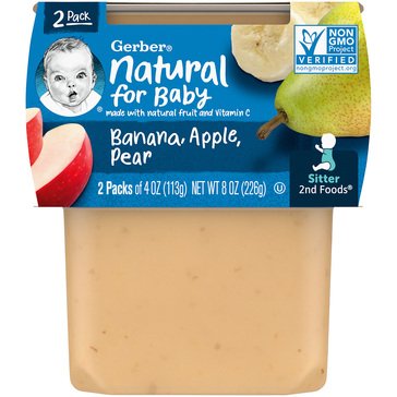 Gerber Second Foods Banana, Apple and Pear 2-Pack Baby Food, 4oz