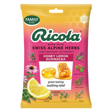 Ricola Honey Lemon Family Pack Throat Drops, 45-Count