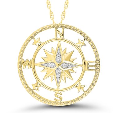 10K Diamond Compass Pendant
