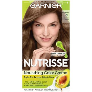 Garnier Nutrisse Nourishing Permanent Hair Color Creme 61 Light Ash Brown