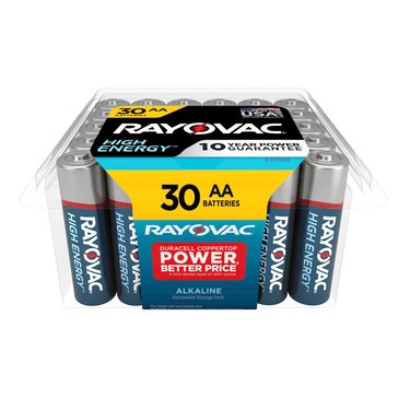 Rayovac High Energy AA Alkaline Batteries, 30-Pack