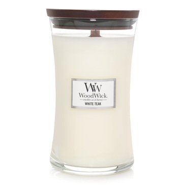 Woodwick White Teak Large Hourglass Candle
