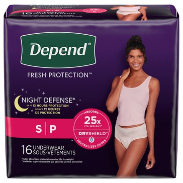 Depend Night Defense Women Overnight Small Incontinence Underwear 16 count
