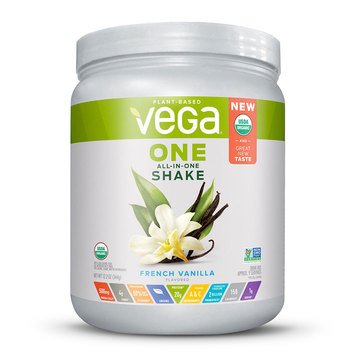 Vega One Plant Based Organic All-in-One French Vanilla Powder, 9-servings