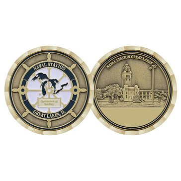 Challenge Coin Naval Stationeat Lakes Quarterback to the Navy Coin