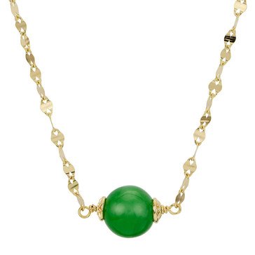 Gold Plated Jadeite Necklace, Sterling Silver