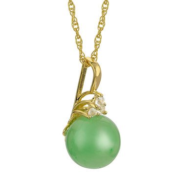 Jade With Topaz Pendant, Sterling Silver Gold Plated