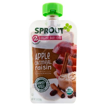 Sprout Apple, Oatmeal Raisin with Cinnamon Baby Food, 3.5oz