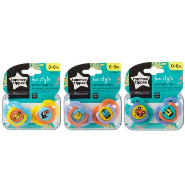 Tommee Tippee Fun Style 0-6 Month 2-Pack Pacifiers, 0-6M