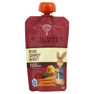Peter Rabbit Organics Beet Carrot and Pear Baby Food Pouch, 4oz