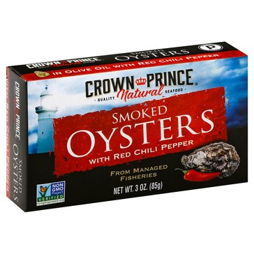 Crown Prince Smoked Oysters with Chili Peppers, 3oz