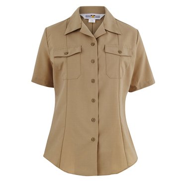 Womens-Khaki-Poly/Wool-Short-Sleeve-Shirt