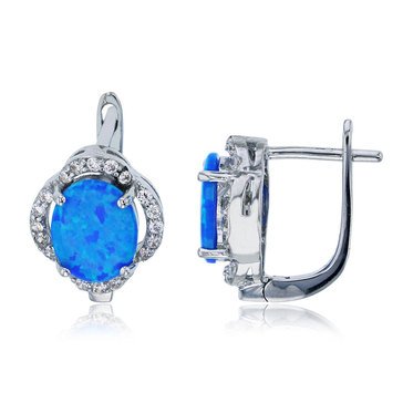 Bijoux Du Soleil Created Opal Earrings, Sterling Silver
