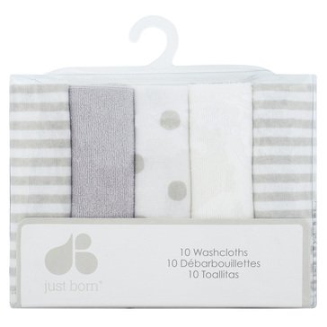Just Born Infant Terry Washcloth, 10-Pack