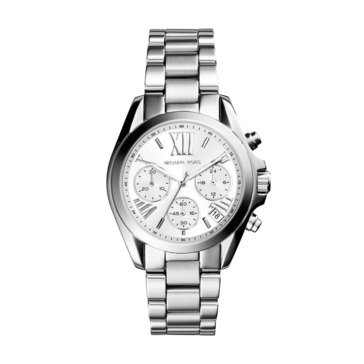 Michael Kors Women's Mini Bradshaw Chronograph Stainless Steel Silver Bracelet Watch