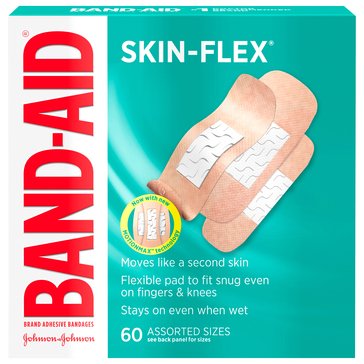 BAND-AID Brand Adhesive Bandages Skin-Flex Assorted, 60-count