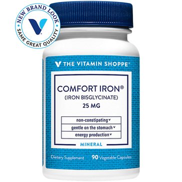 The Vitamin Shoppe Comfort Iron Gentle Non-Constipating 25mg Vegetarian Capsules, 90-count 