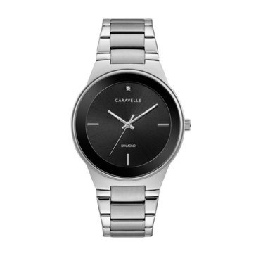 Caravelle Men's Stainless Steel with Matte Black Dial Minimalist Watch