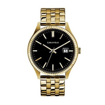 Caravelle Men's Gold Stainless Steel with Black Dial Watch