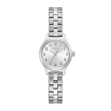 Caravelle Women's Silver Tone Stainless Steel Bracelet Arabic Numerals Watch