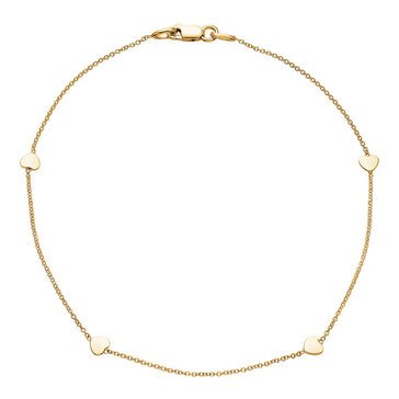 10K Yellow Gold Heart Station Anklet
