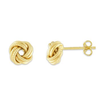 Mesh Love Knot Stud Earrings, 10K