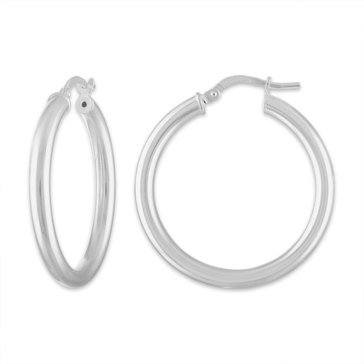 Sterling Silver Polished 3.20mm Wide Hoop Earrings