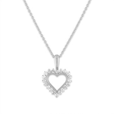 10K White Gold 1/4 cttw Diamond Perfect Heart Pendant