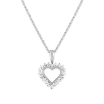 10K White Gold 1/4 cttw Diamond Perfect Heart Pendant