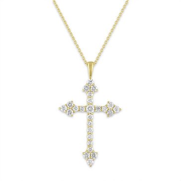 10K 1 cttw Diamond Cross Silver Pendant