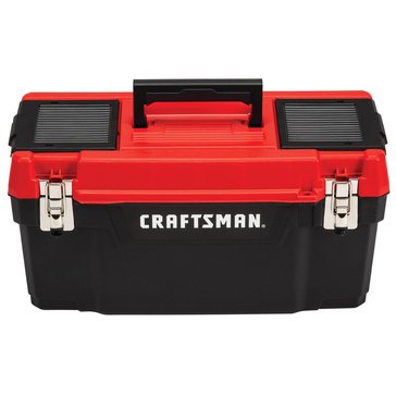 Maxpower Tool Box 16 inch, Plastic Small Tool Box with Latch and Removable Tray, Red