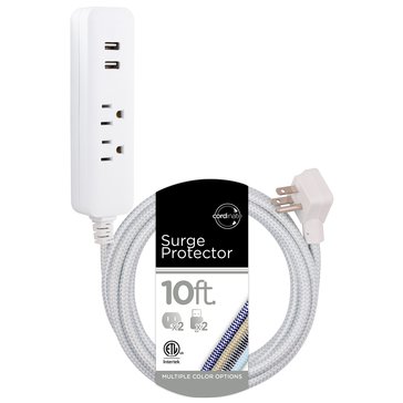 GE Cordinate 2 Outlet 2 USB 10Ft. Extension Cord with Surge Protection