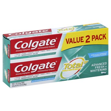 Colgate Total Advanced Fresh + Whiting Gel 2-Pack Toothpaste, 10.2oz