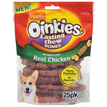 Hartz Oinkies Chew Bone Chicken Wrapped 25Pk