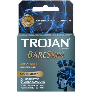 Trojan Bareskin Latex Condoms, 3-count