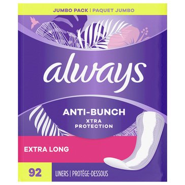 Always Xtra Protection Size 3 Long Daily Unscented Liners,  92-count