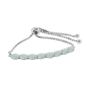Sterling Silver Created Opal Bolo Bracelet