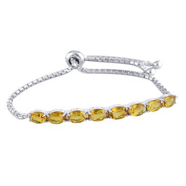 Sterling Silver Created Citrine Bolo Bracelet
