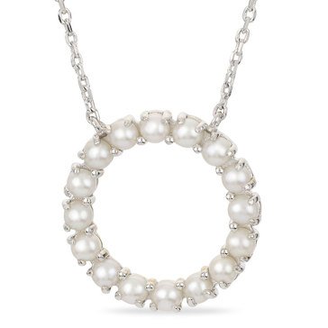 Imperial Freshwater Cultured Circle Necklace, Sterling Silver