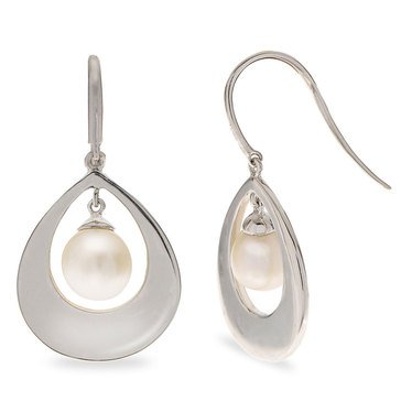 Imperial Freshwater Cultured Pearl Drop Shape Shepherd Hook Sterling Silver Earrings