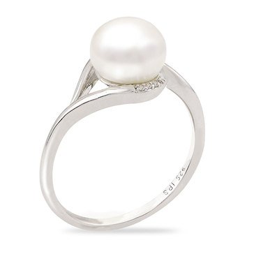 Imperial Freshwater Cultured Pearl and White Topaz Ring, Sterling Silver